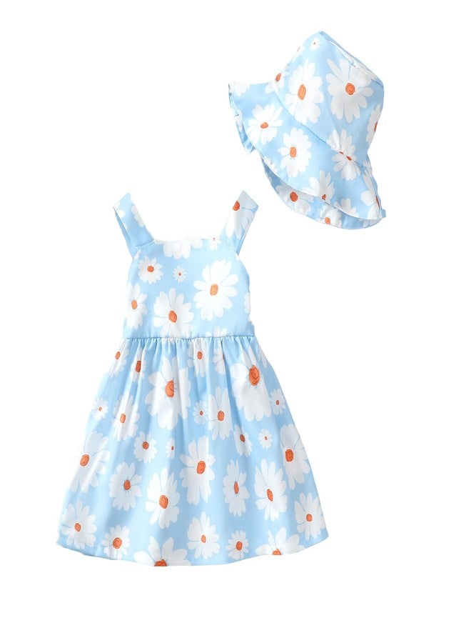 Saeaby Baby Girl Dress Summer Outfits Baby Clothes for Girls 1 Year Old Boho Halter Sleeveless Dresses Blue Daisy Sundress 12-18 Month Girl Clothes - Image 1